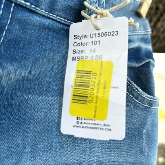 Suzanne Betro ankels jeans medium wash high rise capri jeans sz 14 - Picture 4 of 6